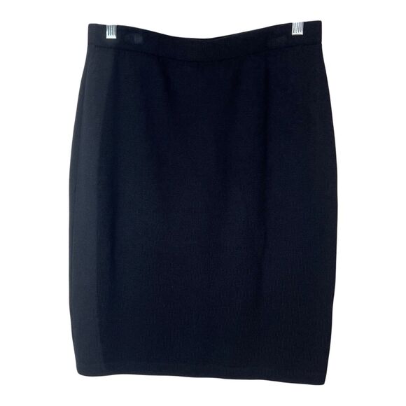 St John Collection Black Santana Knit Skirt MEDIUM Knee Length - Picture 5 of 5